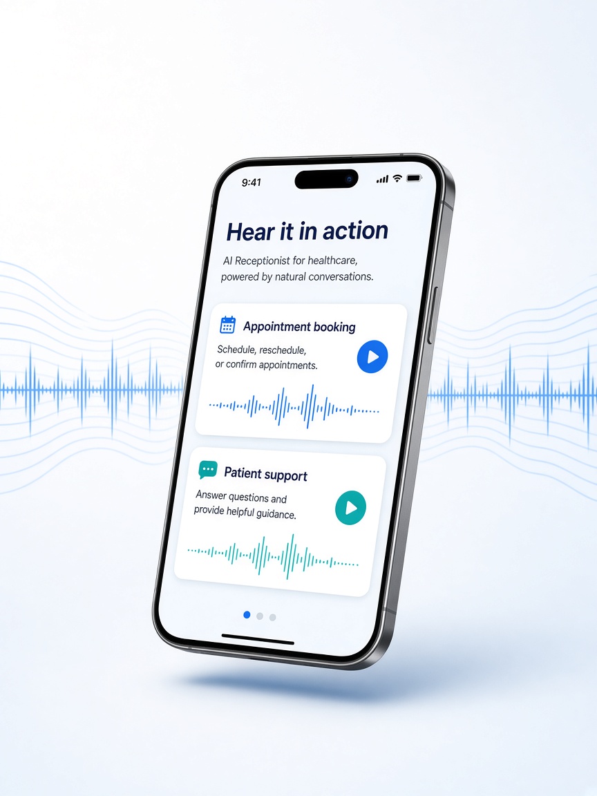 AI Receptionist phone demo with appointment booking and patient support